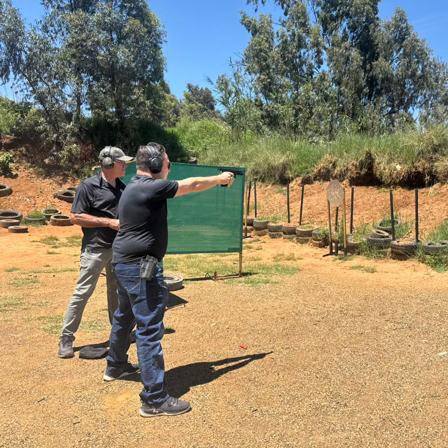 A beginner shooting lesson in progress