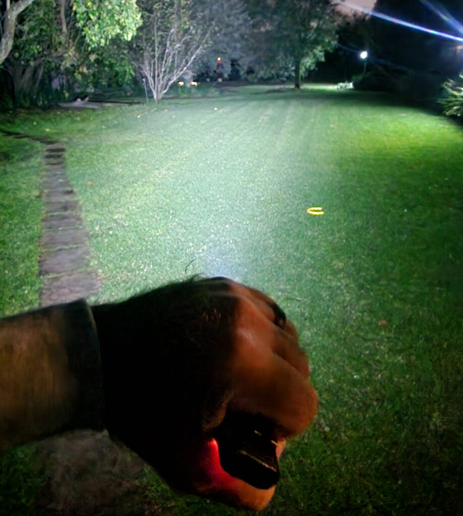T27 Torch used at night, lighting up an entire Garden