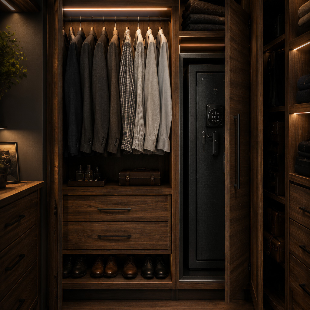 Image of a firearm Safe expertly installed in a closet